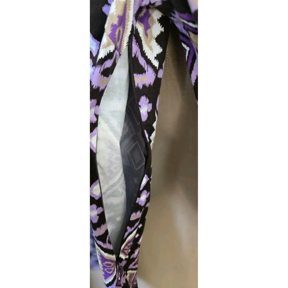 Tory Burch Purple Geometric Ikat Print Split Neck Tunic Dress Size 6 Boho Chic‎